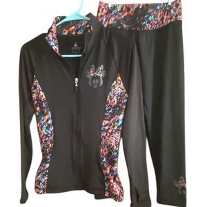 Disney Parks Womens Minnie Mouse Activewear Set Jacket & Capri Size XS